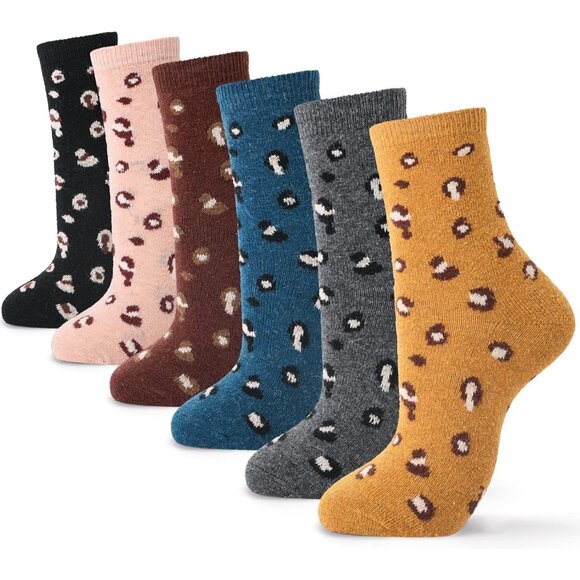🆕 Women Grey Winter Warm Thick Thermal Ladies Novelty Cozy Crew Socks 6 Pairs - Picture 1 of 5